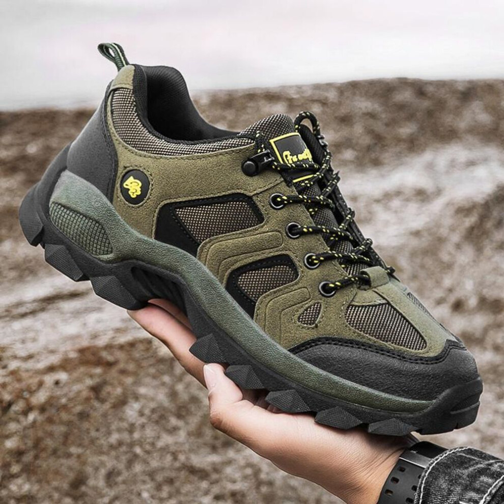 (green, 47) Autumn And Winter New Suede Leather Outdoor Anti-skid Rubber Large Size Men&apos;s Hiking Shoes Women&apos;s Large Outdoor Boots Women&apos;s Sports S