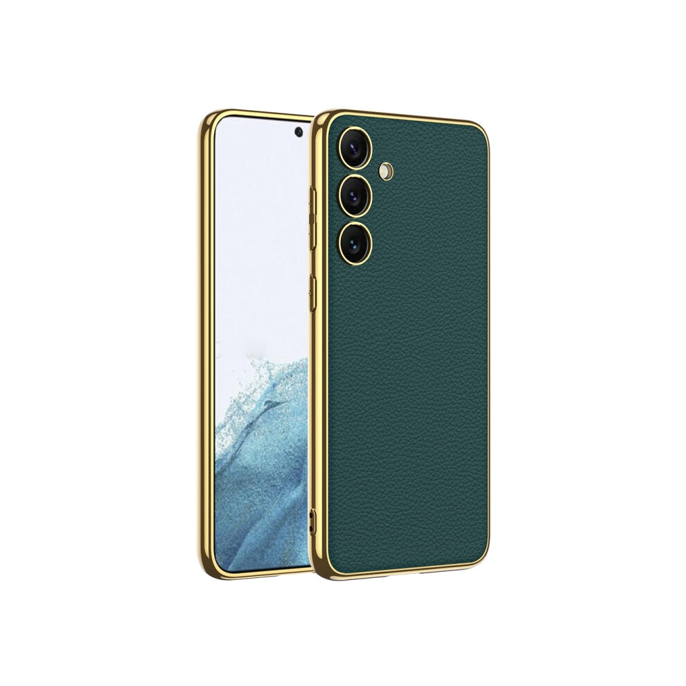 Photos - Case  GKK Plating TPU + Leather Full Coverage Samsung Galaxy Phone (Green, For Samsung Galaxy S24+ 5G)