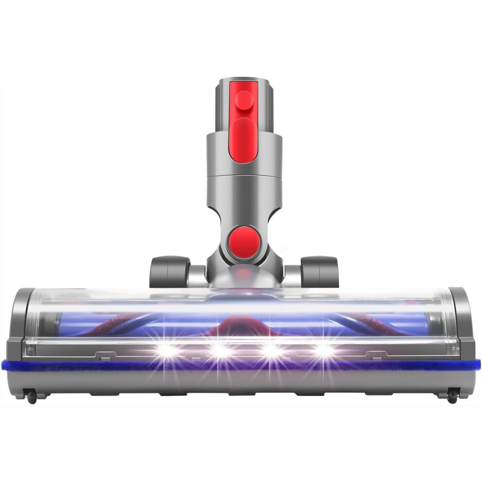 Quick Release Brush Head for Dyson V7 V8 V10 V11 V15 Turbo LED Motorized Floor Tool Anti-Tangle V-Shaped Brush 120° Rotation for Carpets Hard Floors