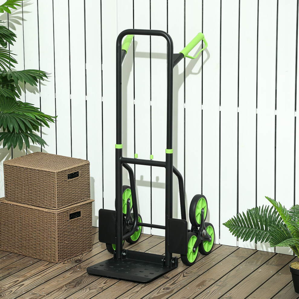 DURHAND Climbing Stairs Trolley Hand Trucks 6-Wheels Foldable Load Cart Steel