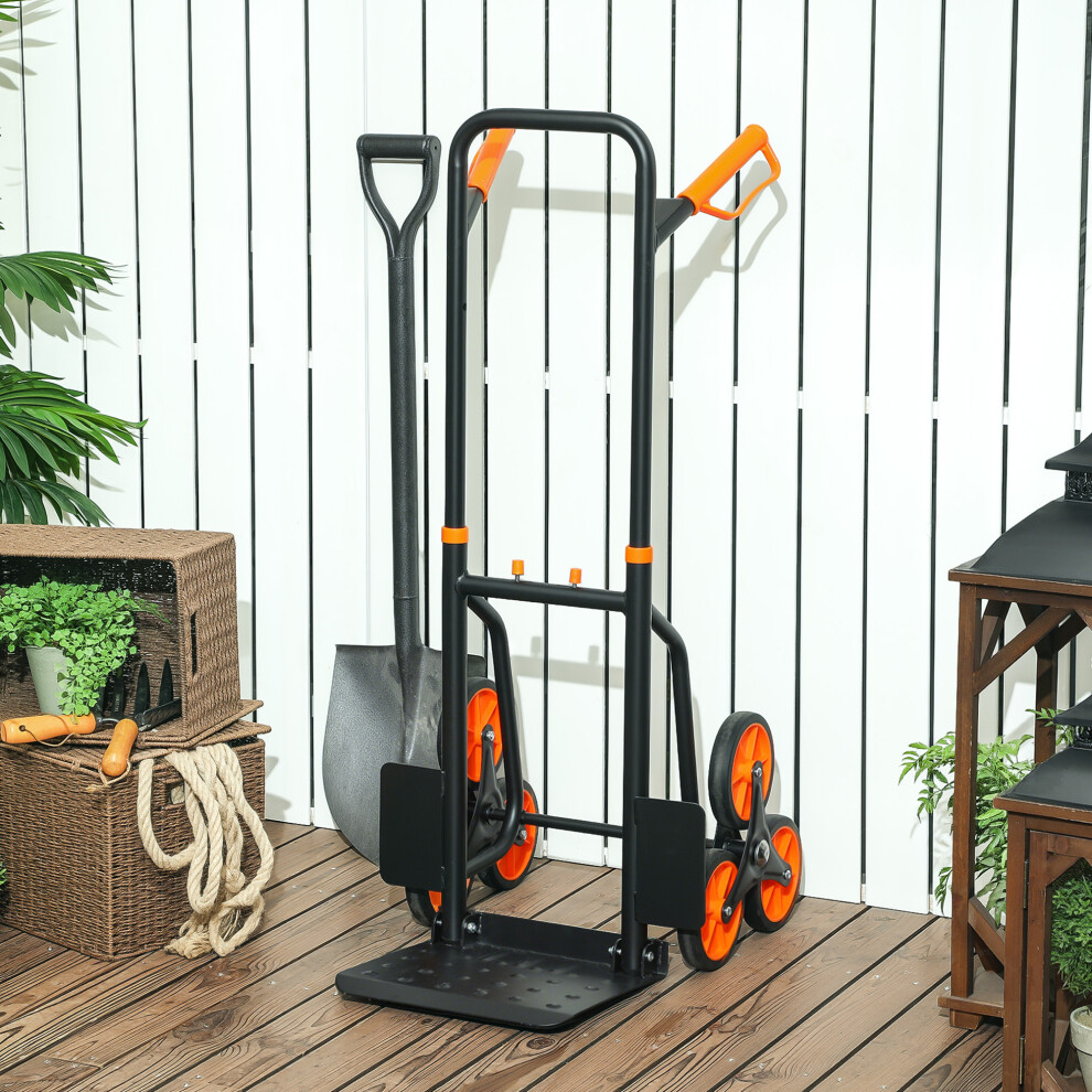 Durhand Trolley Hand Trucks 6-Wheels Foldable Load Cart Steel, Orange 5063603030763