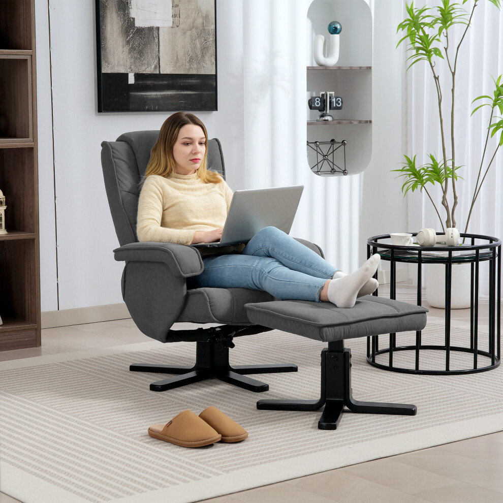 HOMCOM Rocker Swivel Recliner Chair with Footstool, Velvet Upholstered