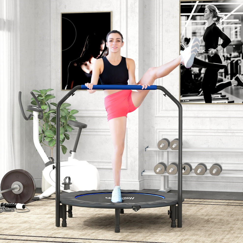 HOMCOM 48" Foldable Mini Fitness Trampoline w/ Foam Handle, Blue