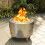 Outsunny Outsunny Round Fire Pit with Grill Net, Stainless Steel Firepit, Silver 9