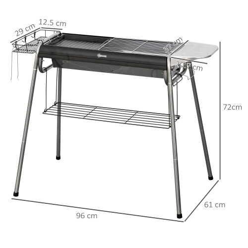 Outsunny Outsunny Charcoal Barbecue Grill with Griddle Plate, Black 2