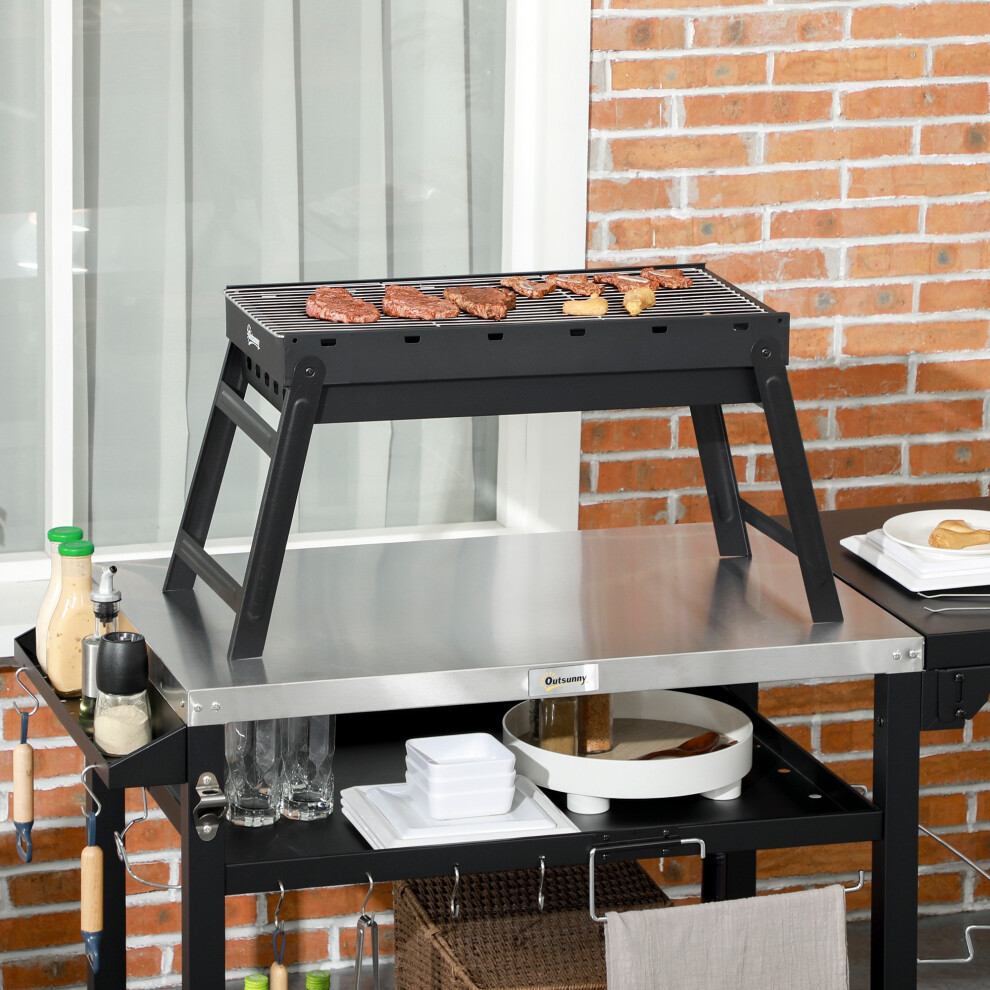Outsunny Portable Barbecue Charcoal Grill With Pull-Out Charcoal Basin