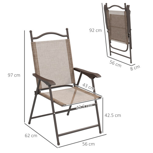 Outsunny Outsunny Folding Chairs Set, Breathable Mesh Fabric Seat, Mixed Brown 1