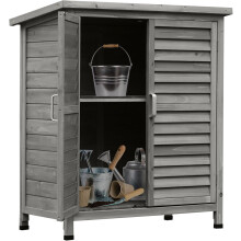 Outsunny Garden Shed Wooden Garden Storage Shed 2 Door Unit Solid Fir Wood Garage Tool Organisation Cabinet