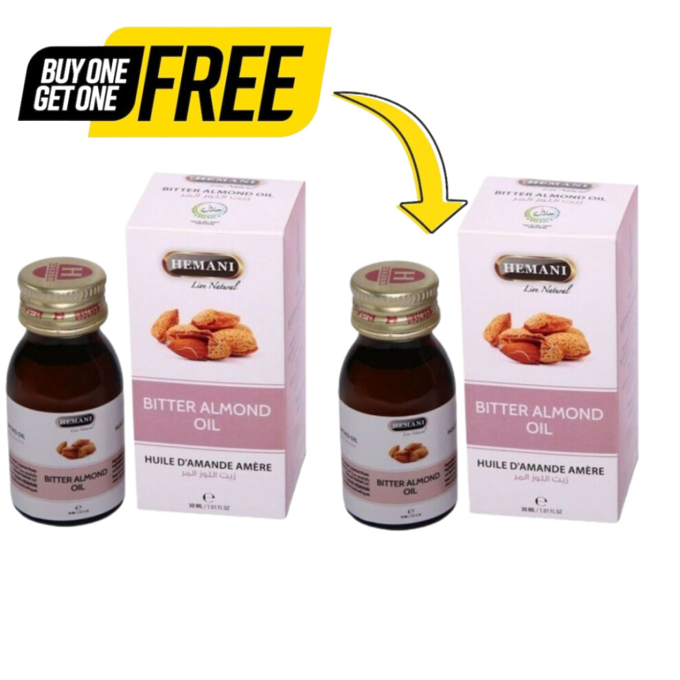 Hemani (Pack Of 2) Bitter Almond Oil 30Ml - Essential Oil & Multipurpose Oil