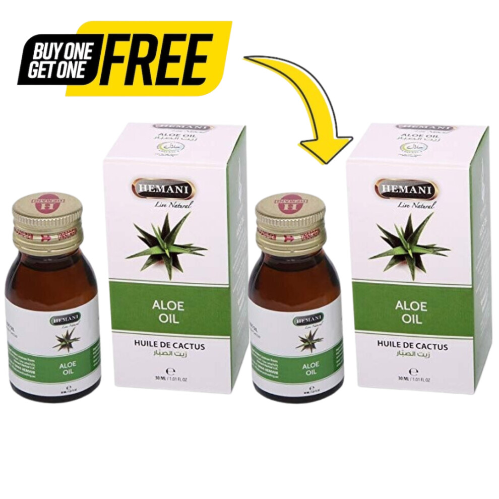 (PACK OF 2) Hemani Aloe Vera Herbal Oil 30ml|100% Natural & Pure |Heals Skin Problems |Promotes Healing of Damaged Tissues |Skin Moisturizer