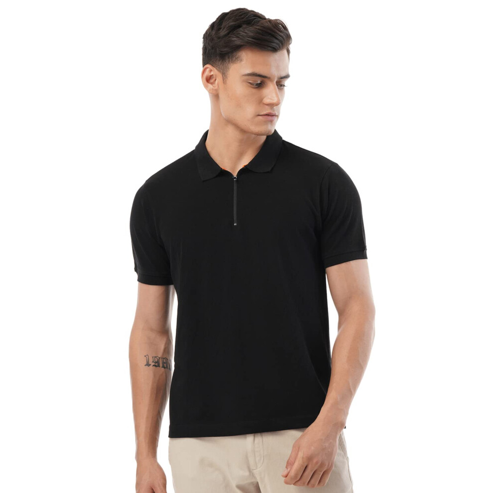Polo FYLTR pour homme, coupe r  guli  re et unie (FYLSS23MP-006_Midnight Noir L)