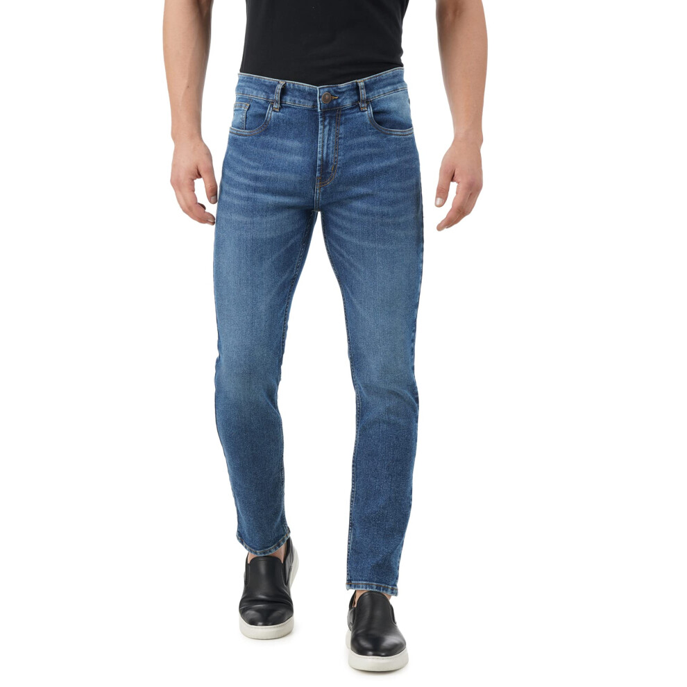 Inkd Jeans Da Uomo Regular Fit - Vita Media | Misto Cotone | Tessuto Elasticizzato | Stile Classico A 5 Tasche, Cielo Perché, 52-image