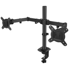 Dual Monitor Stand - Full Adjustable Monitor Desk Mount Swivel Bracket, Grommet Mounting Base for 10 to 32 Inch Screens - Each Arm Holds 17.6lbs