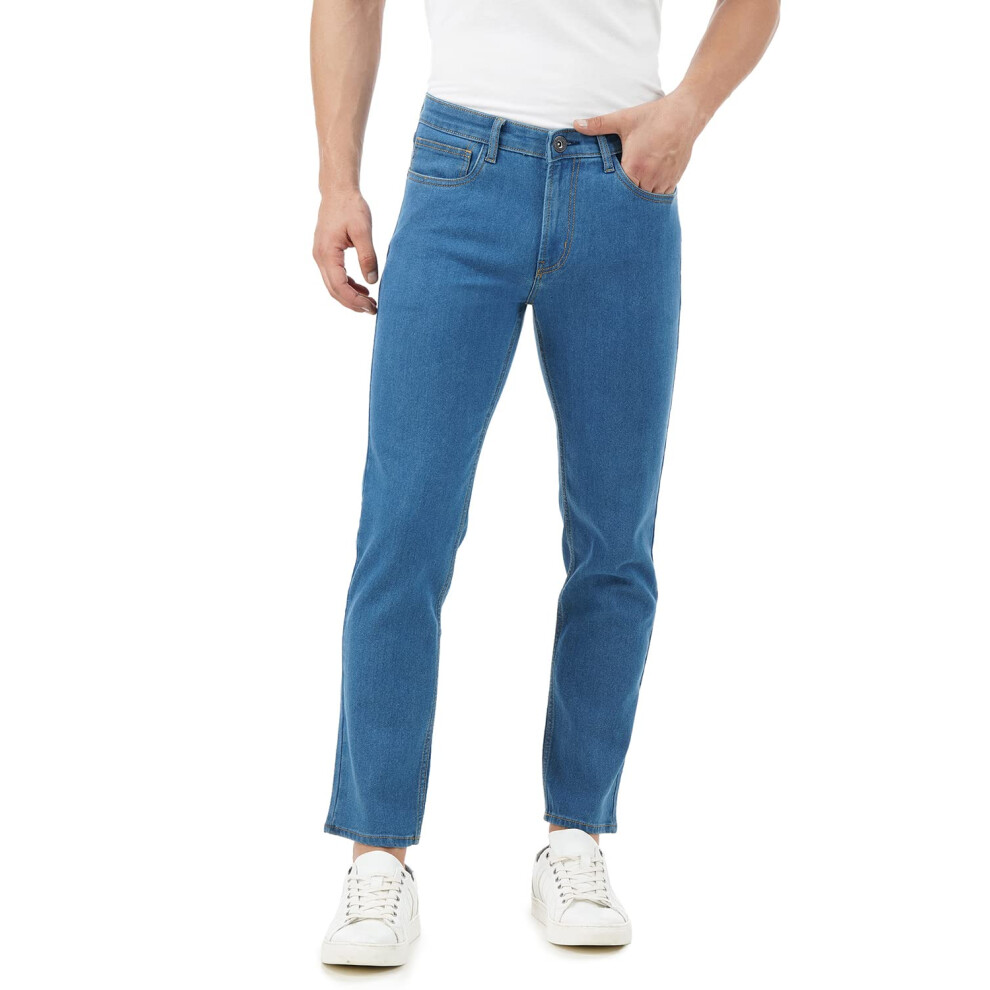 Inkd Jeans Slim Fit Da Uomo - Vita Media | Misto Cotone | Cuciture A Contrasto | Tessuto Elasticizzato | Stile Classico A 5 Tasche-image