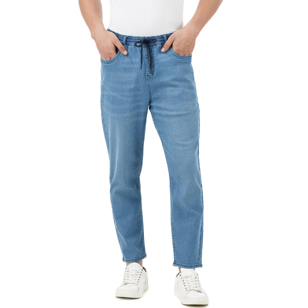 Inkd Jeans Jogger Da Uomo - Vita Media | Misto Cotone | Tessuto Elasticizzato | Elastico In Vita | Stile Classico A 5 Tasche | Jeans Da Uomo-image