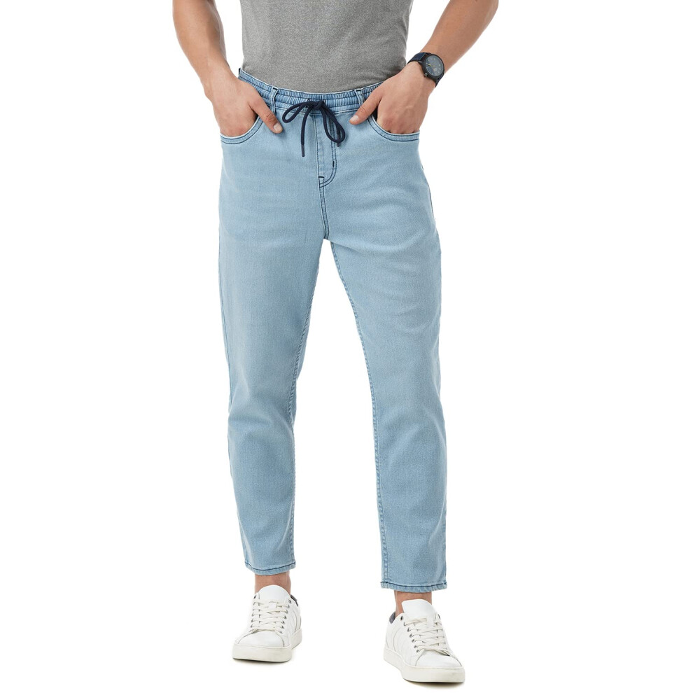 Jean de jogging extensible taille mi-haute INKD pour homme (Sky Why, 32)