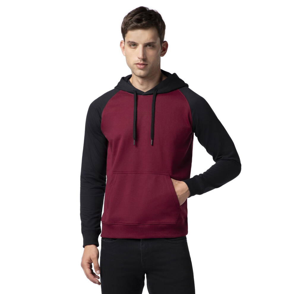 Fyltr Men's Casual Colourblock Raglan Hoodie With Drawstrings - Utility Pockets | Ribbed Hem & Cuff