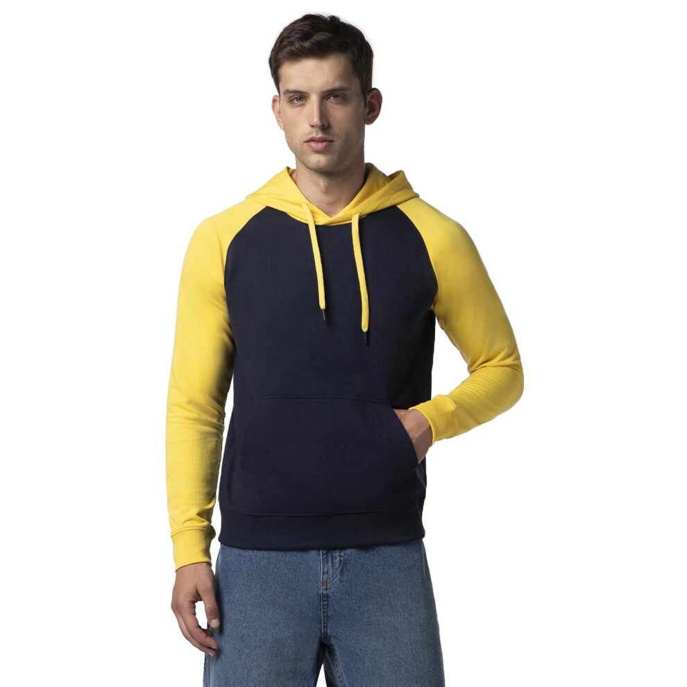 Fyltr Men's Casual Colourblock Raglan Hoodie With Drawstrings - Utility Pockets | Ribbed Hem & Cuff