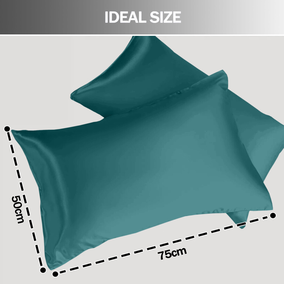 (Teal Pillowcase 8-Pack) Double Sided Pillowcase Satin Silk Soft Pillow Cover For Hair Pack of 1, 2 & 4