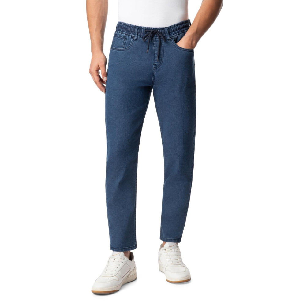 Inkd Jeans Jogger Da Uomo - Vita Media | Misto Cotone | Tessuto Elasticizzato | Elastico In Vita | Stile Classico A 5 Tasche | Jeans Da Uomo-image