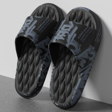 (A-Black, 46-47) 2025 Mens Summer Slippers Beach Sandals Flip Flop Printing Thick Soled Boys Girls Unisex Home Bath Shoe Large Size 48-49
