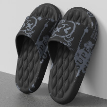 (D-Black, 48-49) 2025 Mens Summer Slippers Beach Sandals Flip Flop Printing Thick Soled Boys Girls Unisex Home Bath Shoe Large Size 48-49