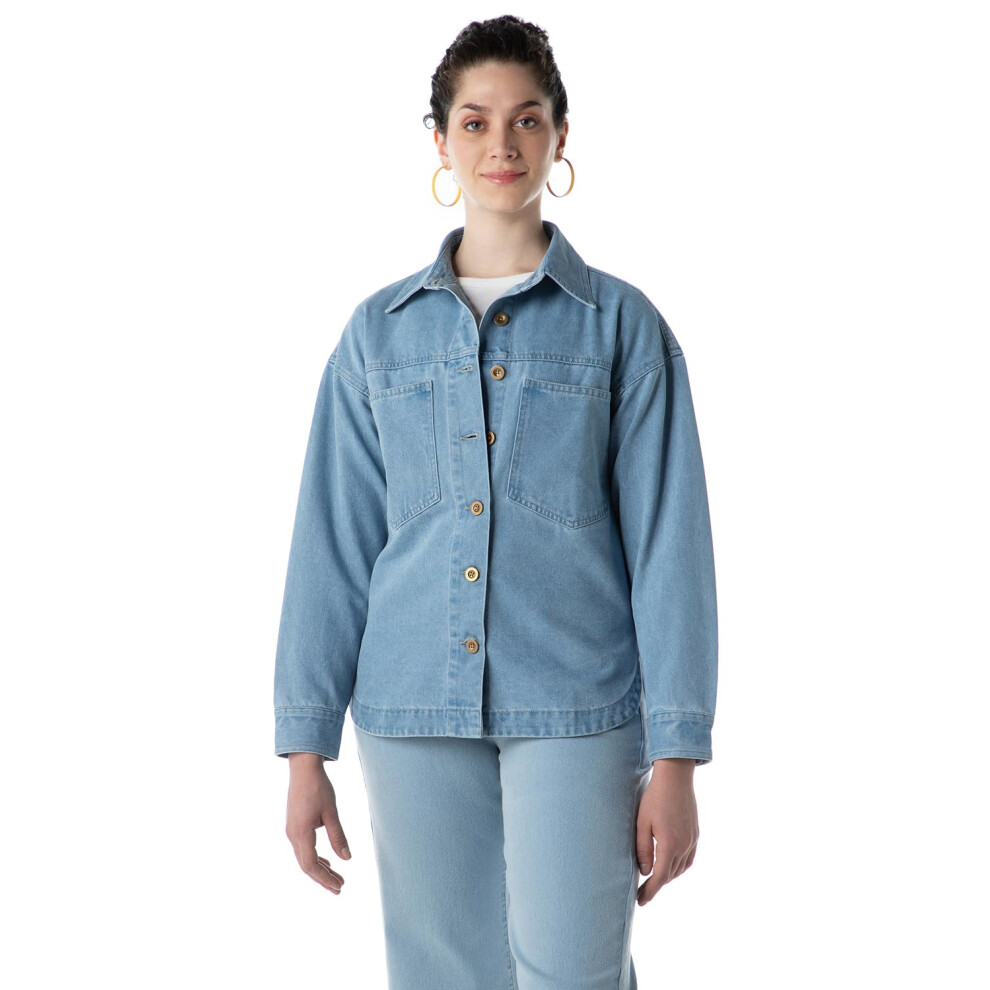 Veste en jean INKD pour femme (INKSS24WSHKT-411_Seaside Slate_L)
