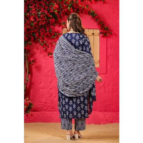 Completo Kurta da donna || Completo Kurta da donna a 3 pezzi (SP-245-247) (Blu, S) 2