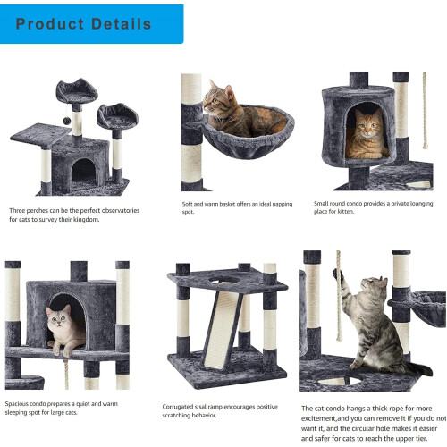 Gr8 Home Tall Cat Tree Multi Level Tower Kitten Scratching Climbing Post Centre 2