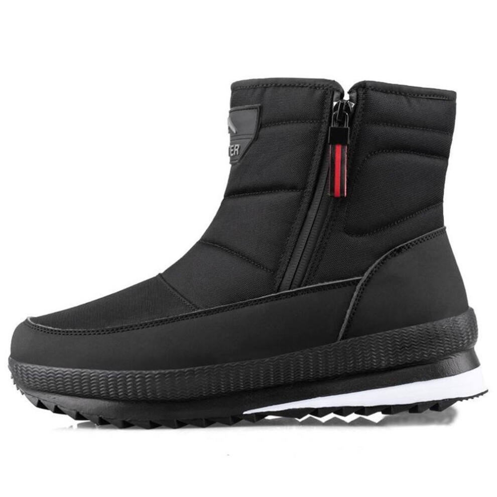 (Black, 39) Men's Casual Zipper Non Slip Snow Boots