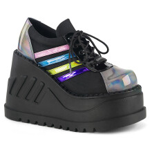 (UK 8/EU 41/US 11) DemoniaCult Womens STOMP-08 Blk-Pewter Multi Hologram