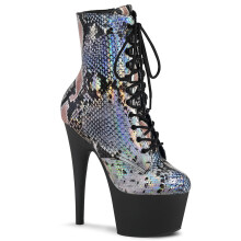 (UK 5/EU 38/US 8) Pleaser Womens Ankle Boots ADORE-1020SP Slv Holo Snake Print/Blk Matte
