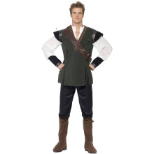 (L, Green/Brown/Black) Smiffys Mens Robin Hood Costume Set