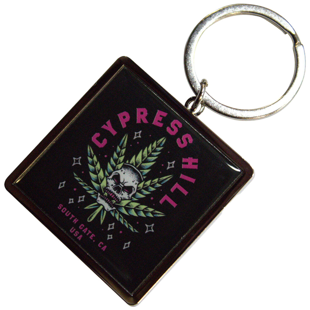 Cypress Hill Unisex Black Leaf Skull Keyring