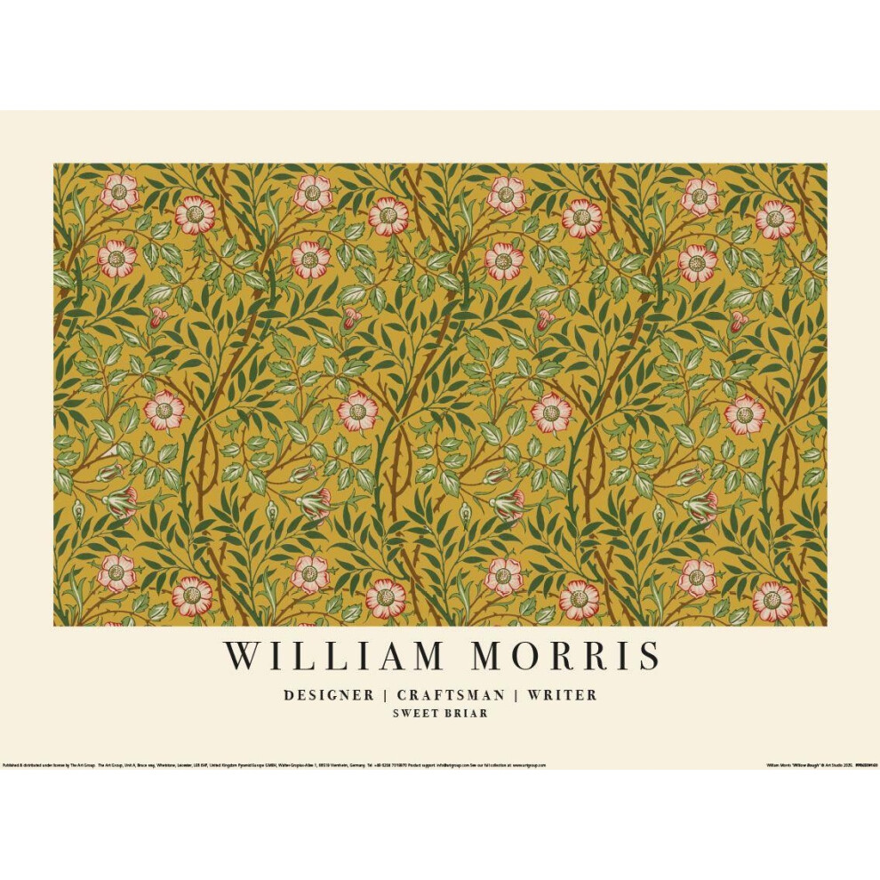 William Morris Yellow/Green/Pink (50Cm X 40Cm, ) Sweet Briar Paper Poster