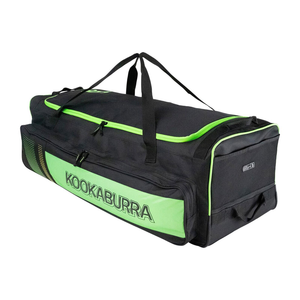 (One Size, Black/Neon Green) Kookaburra 4500 Cricket Wheelie Duffle Bag