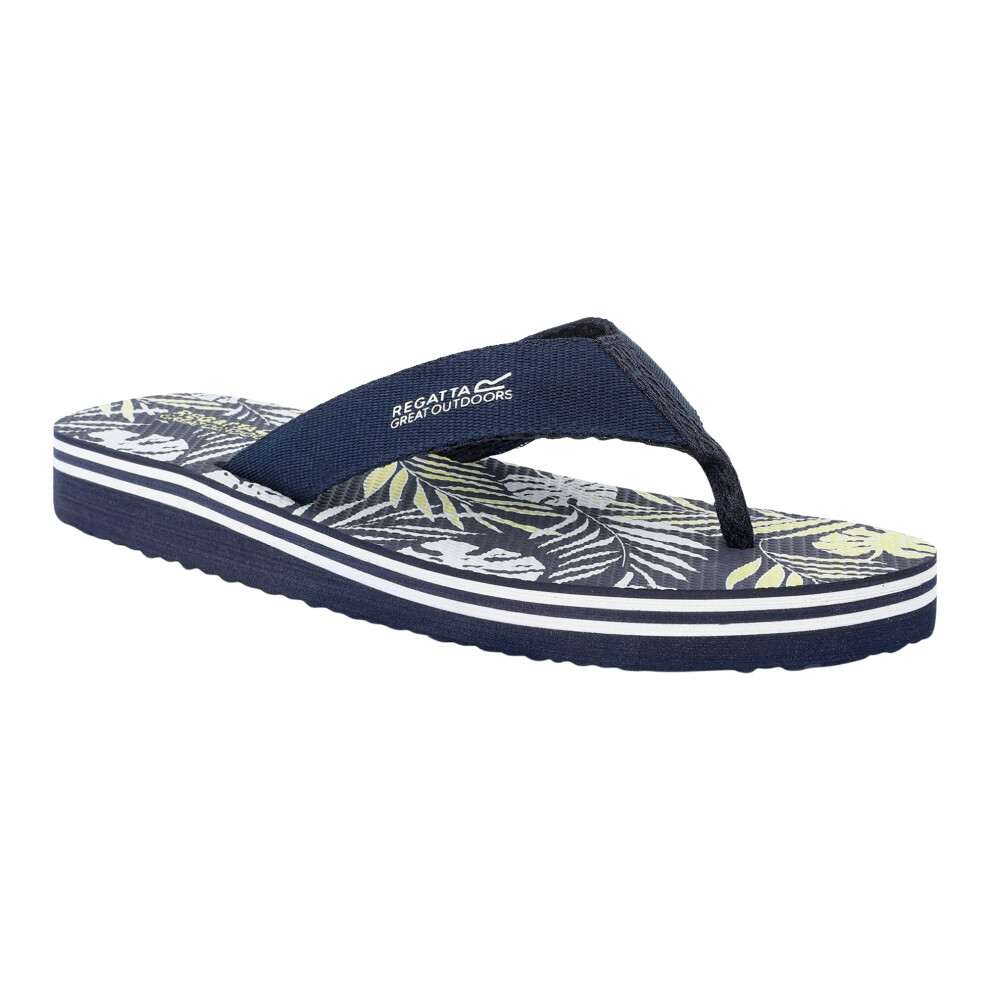 (8 UK, Navy) Regatta Mens Rico Leaf Flip Flops