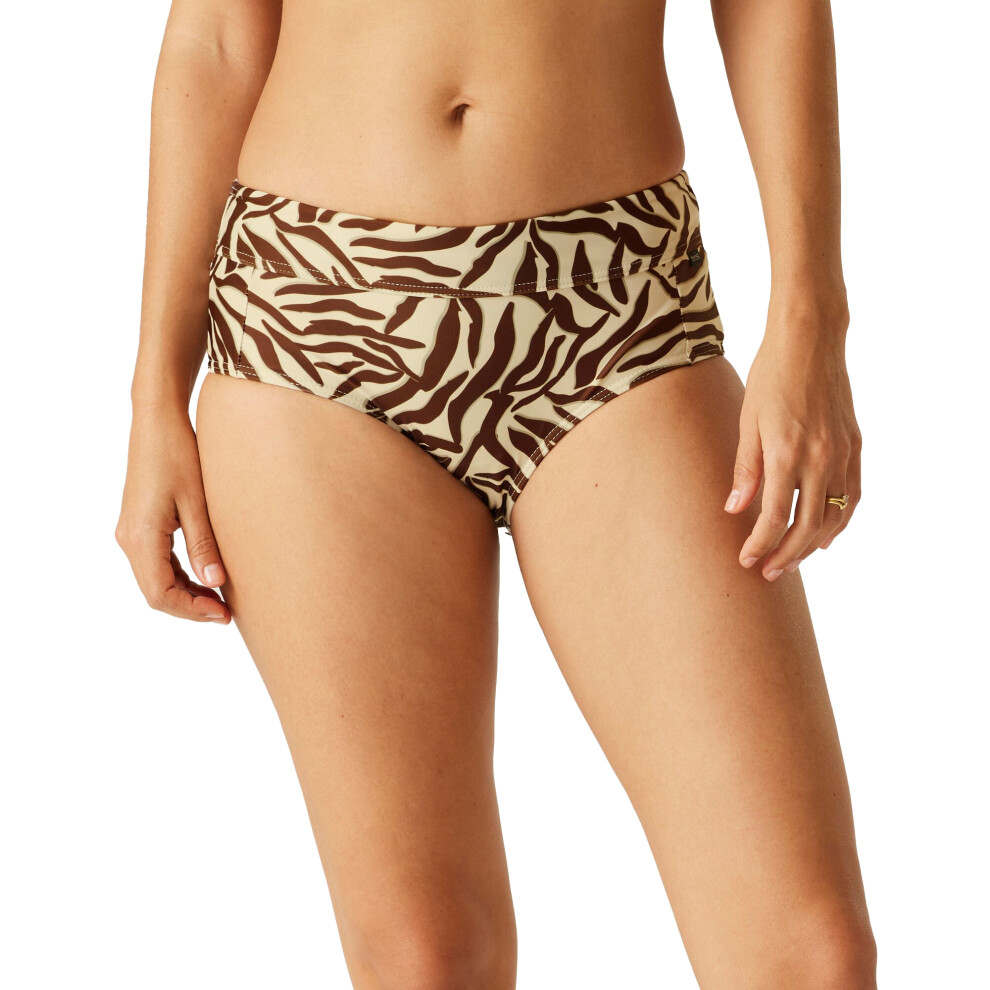 (14 UK, Light Brown/Dark Brown) Regatta Womens/Ladies Paloma Zebra Print Swim Briefs