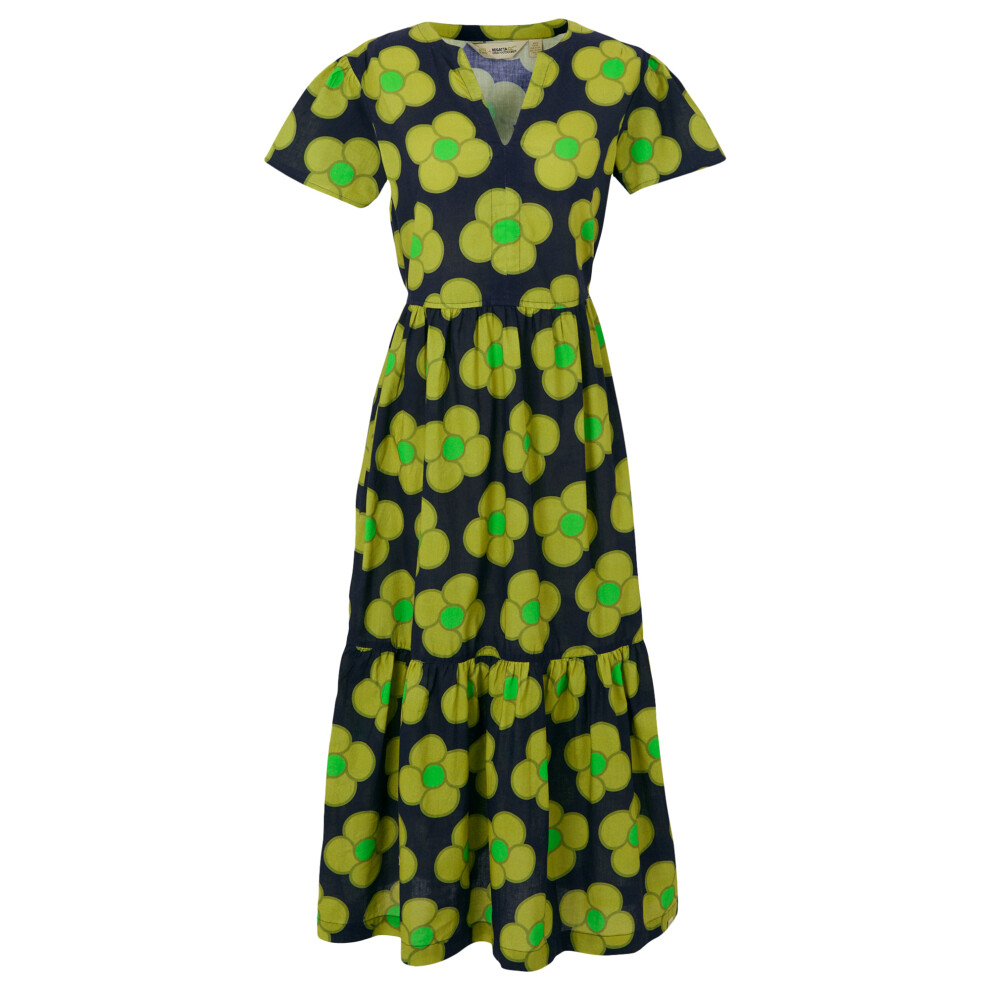 (10 UK, Navy) Regatta Womens/Ladies Orla Kiely Spinning Flower Tiered Midi Dress