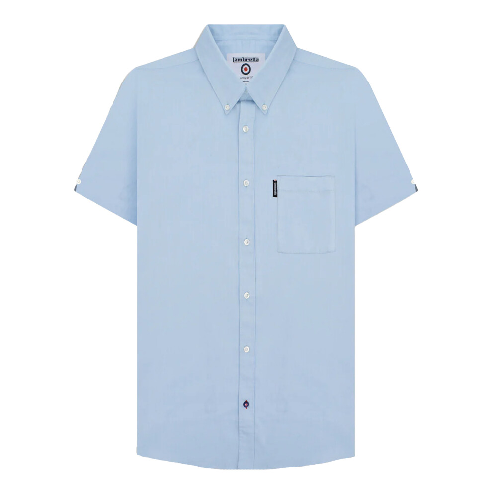 (4XL, Sky Blue) Lambretta Mens SS25 Oxford Shirt