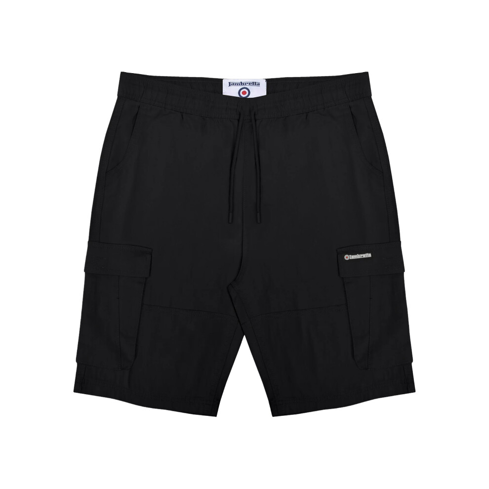 (32R, Black) Lambretta Mens Utility SS25 Cargo Shorts