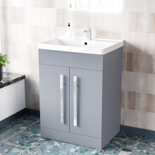 Nes Home Matte Grey 600mm Bathroom Basin Sink Cabinet & Ceramic Basin