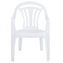 4 x White Stackable Plastic Low Back Garden Chairs For Patios