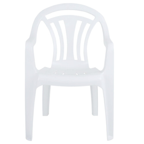 4 x White Stackable Plastic Low Back Garden Chairs For Patios