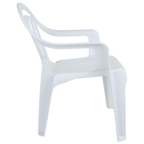 12 x White Stackable Plastic Low Back Garden Chairs For Patios 2