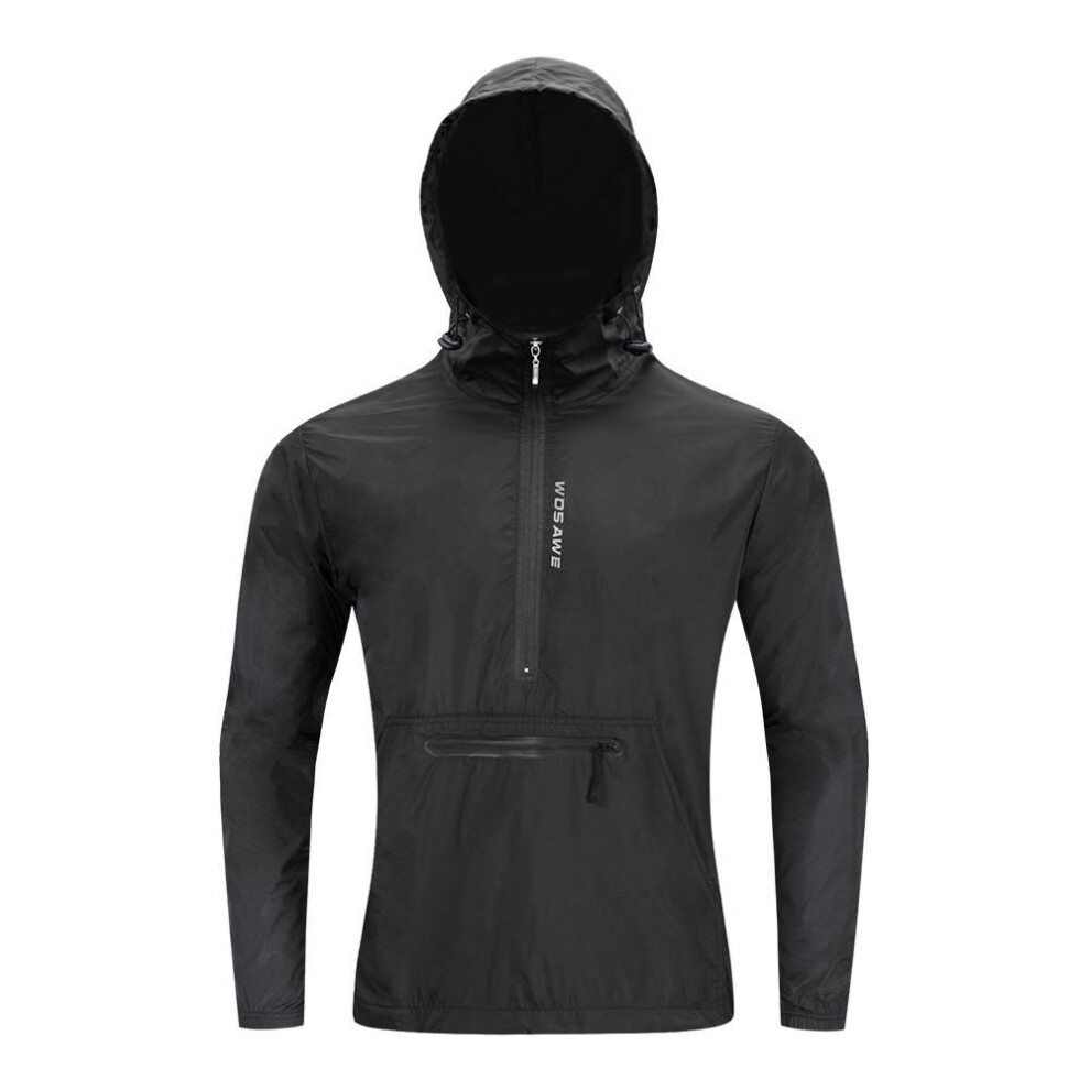 (black, 3XL) WOSAWE Cycling Jacket Hooded Hi Vis Waterproof Windproof Bike Jersey Bicycle Wind Coat
