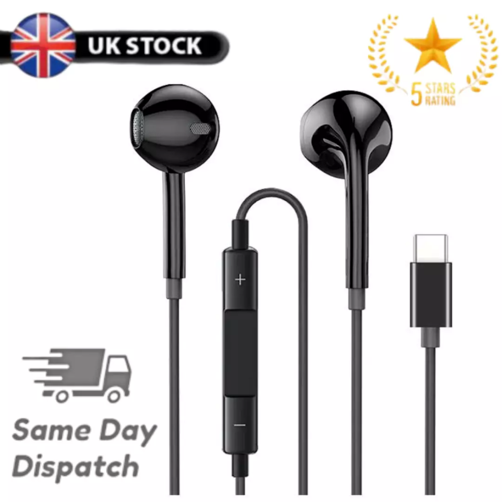 For Samsung A54 A34 A33 A53 A73 USB C TYPE C Headphones Earphones Wired Earbuds