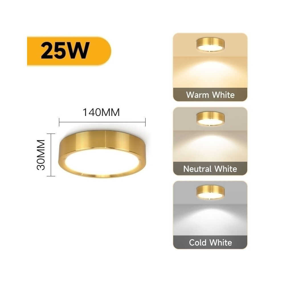 (25W  Gold, three-colour) LED Ceiling Lamp 3 Color Change Mini Ceiling Light 5/10/15/25W For Living Room Bedroom Bathroom Kitchen Decor Luxury Down Li-image-OPC-PGHWB9M-NEW