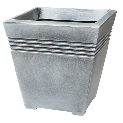 2 x Square Venice Planter Lightweight Grey Flower Pots