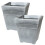 2 x Square Venice Planter Lightweight Grey Flower Pots 2